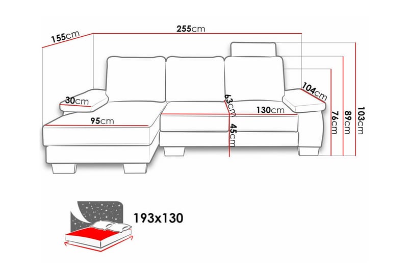 Graystone 3-sits Hörnbäddsoffa - Bäddsoffa - Hörnbäddsoffa