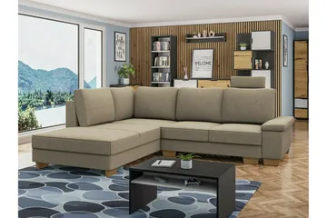 Graystone 3-sits Vänster Hörnbäddsoffa 130x203 cm med Förvaring i Tyg - Beige - Möbler - Soffa - Bäddsoffa
