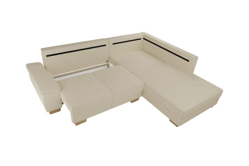 Graystone 3-sits Vänster Hörnbäddsoffa 130x203 cm med Förvaring i Tyg - Grå - Möbler - Soffa - Bäddsoffa