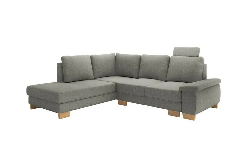 Graystone 3-sits Vänster Hörnbäddsoffa 130x203 cm med Förvaring i Tyg, Grå