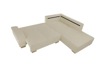 Graystone 3-sits Vänster Hörnbäddsoffa 130x203 cm med Förvaring i Tyg - Grå - Möbler - Soffa - Bäddsoffa