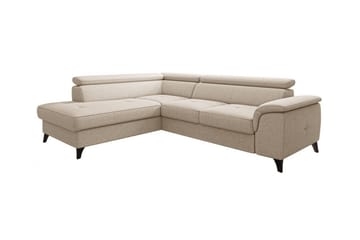 Graystone 3-sits Vänster Hörnbäddsoffa med Förvaring i Tyg - Beige - Möbler - Soffa - Bäddsoffa