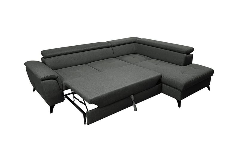 Graystone 3-sits Vänster Hörnbäddsoffa med Förvaring i Tyg - Grå - Möbler - Soffa - Bäddsoffa