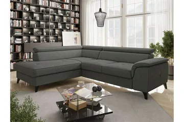 Graystone 3-sits Vänster Hörnbäddsoffa med Förvaring i Tyg - Grå - Möbler - Soffa - Bäddsoffa