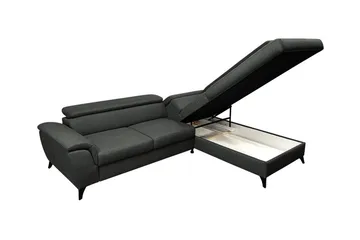 Graystone 3-sits Vänster Hörnbäddsoffa med Förvaring i Tyg - Grå - Möbler - Soffa - Bäddsoffa