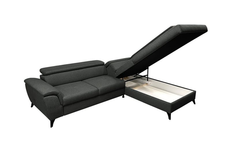 Graystone 3-sits Vänster Hörnbäddsoffa med Förvaring i Tyg - Grå - Möbler - Soffa - Bäddsoffa