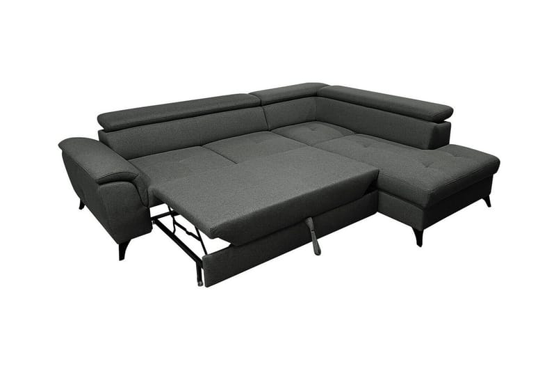 Graystone 3-sits Vänster Hörnbäddsoffa med Förvaring i Tyg - Grå - Möbler - Soffa - Bäddsoffa