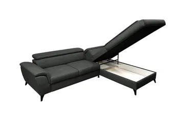 Graystone 3-sits Vänster Hörnbäddsoffa med Förvaring i Tyg - Grå - Möbler - Soffa - Bäddsoffa