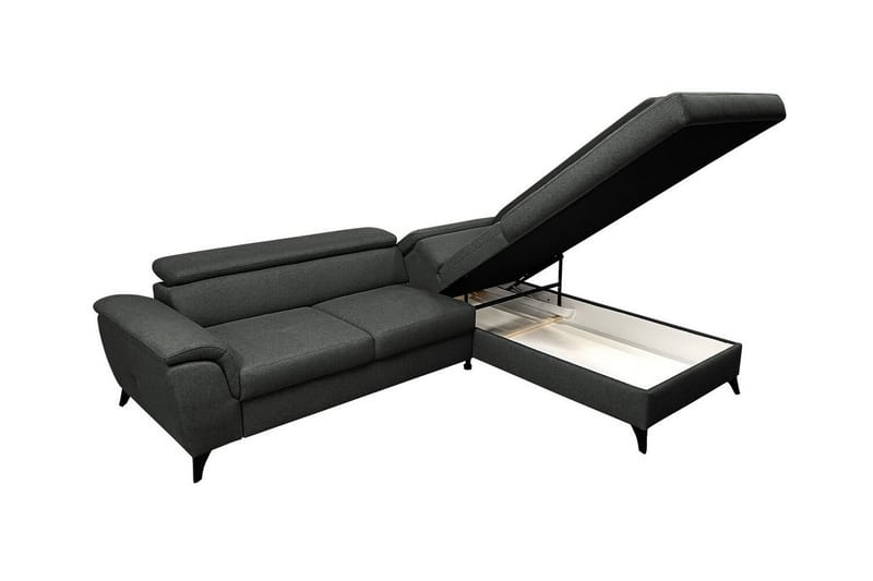 Graystone 3-sits Vänster Hörnbäddsoffa med Förvaring i Tyg - Grå - Möbler - Soffa - Bäddsoffa