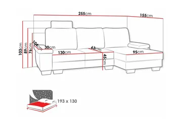 Graystone 3-sits Vänster Hörnbäddsoffa med Förvaring i Tyg - Ljusgrå - Möbler - Soffa - Bäddsoffa