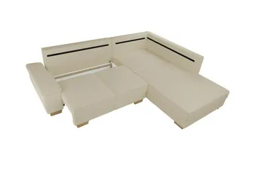 Graystone 3-sits Vänstervänd Hörnbäddsoffa med Divan och Schäslong i Tyg - Grå - Möbler - Soffa - Bäddsoffa