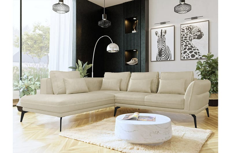 Graystone 4-sits Hörnbäddsoffa NO_BRAND Beige/Light beige - M öbler - Soffa - Divansoffor & schäslongsoffa - 4 sits soffa med divan