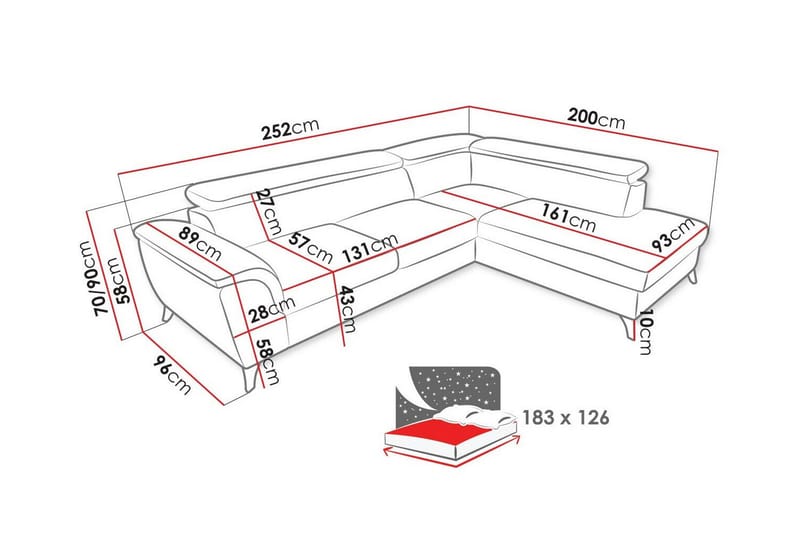 Graystone 4-sits Hörnbäddsoffa - Bäddsoffa - Hörnbäddsoffa