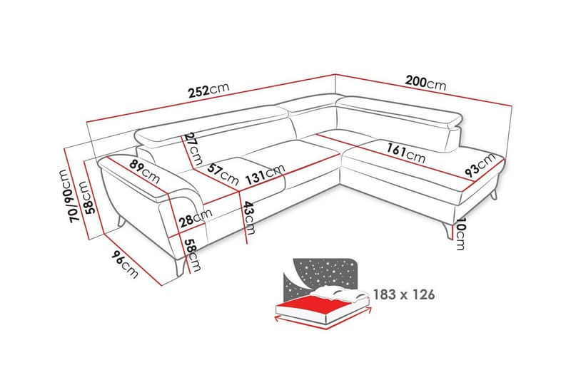 Graystone 4-sits Hörnbäddsoffa - Bäddsoffa - Hörnbäddsoffa