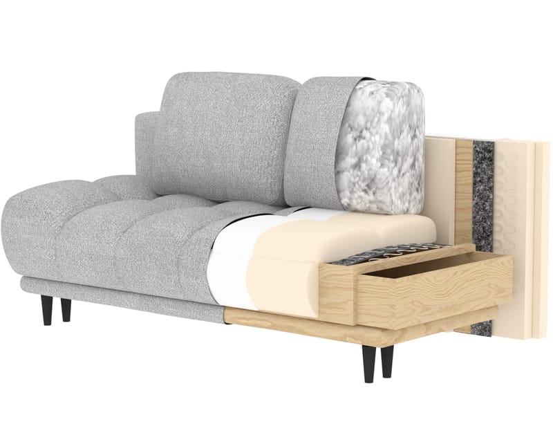 Guavio 2-sits Bubblig Bäddsoffa med förvaring - Calmora 03 - Möbler - Soffa - Bäddsoffa
