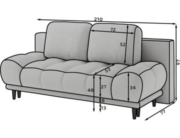 Guavio 2-sits Bubblig Bäddsoffa med förvaring - Calmora 18 - Möbler - Soffa - Bäddsoffa