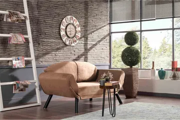 Gweno 2-sits Fällbar Bäddsoffa 75x210 cm i Linne - Brun - Möbler - Soffa - Bäddsoffa