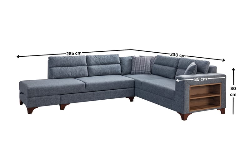 Bervik Hörnsoffa 230x90x150 cm - Grå - Möbler - Soffa - Bäddsoffa - Hörnbäddsoffa