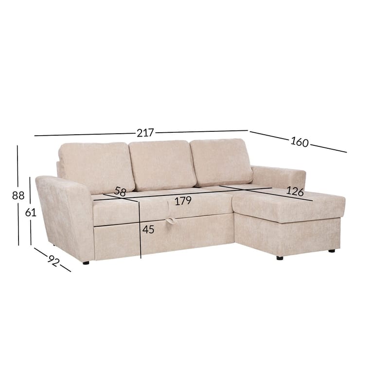 Hörnbäddsoffa Fenor - ljusbeige - Möbler - Soffa - Bäddsoffa