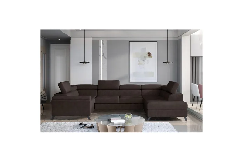 Hörnsoffa Eltap Escada 336x200x92 cm, Dora 28, Mörkbrun, Höger
