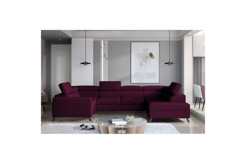 Hörnsoffa Eltap Escada 336x200x92 cm, Mat Velvet 68, Röd, Höger