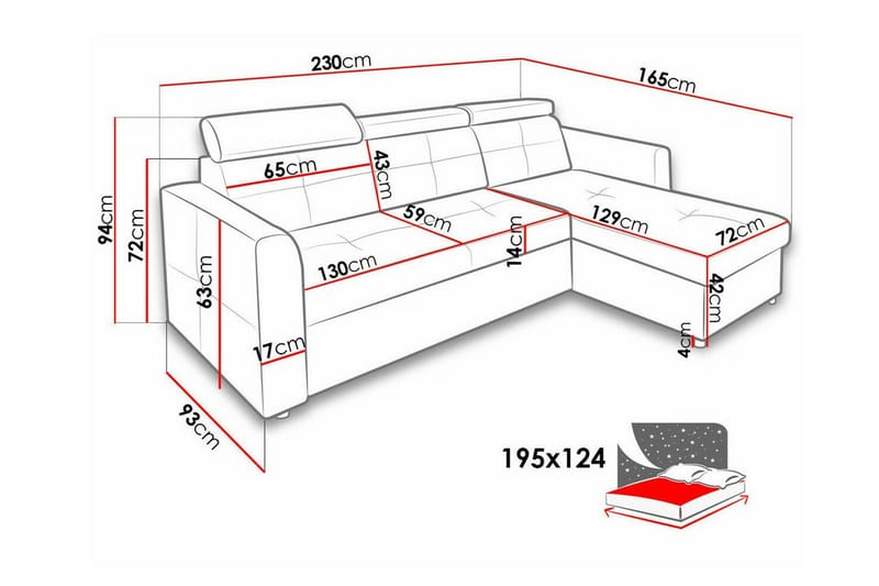 Hunglader 3-sits Hörnbäddsoffa NO_BRAND Black - Möbler - Soffa - Bäddsoffa - Bäddsoffa divan