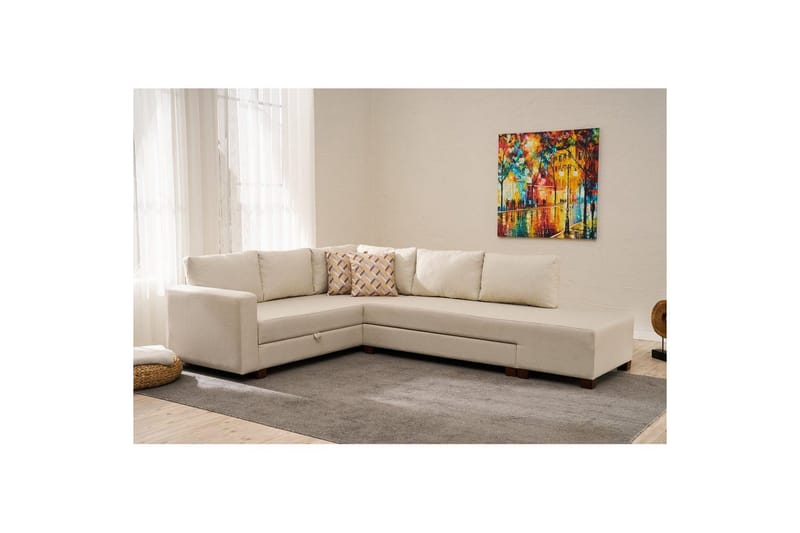 Hörnbäddsoffa Iroulport Arzilla Höger Grädde - Grädde - Möbler - Soffa - Bäddsoffa