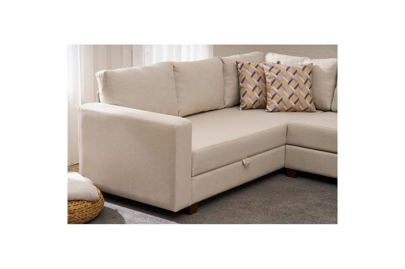 Hörnbäddsoffa Iroulport Arzilla Höger Grädde - Grädde - Möbler - Soffa - Bäddsoffa