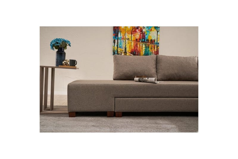 Hörnbäddsoffa Iroulport Arzilla Vänster Brun - Brun - Möbler - Soffa - Bäddsoffa