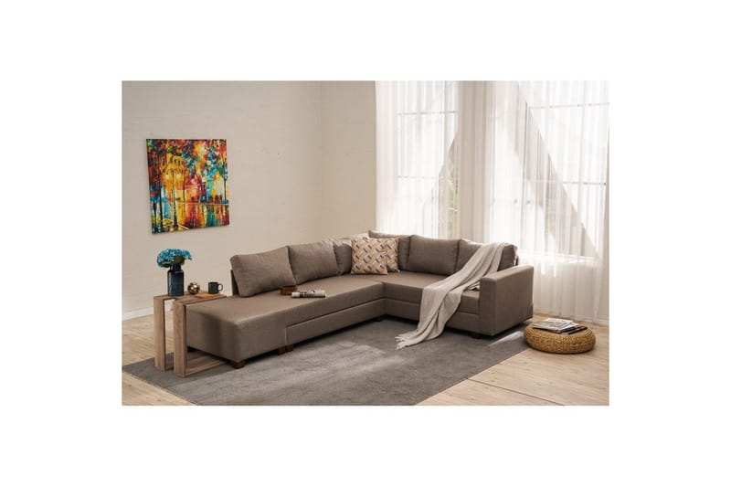 Hörnbäddsoffa Iroulport Arzilla Vänster Brun - Brun - Möbler - Soffa - Bäddsoffa