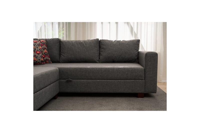 Hörnbäddsoffa Iroulport Höger Grå - Grå - Möbler - Soffa - Bäddsoffa