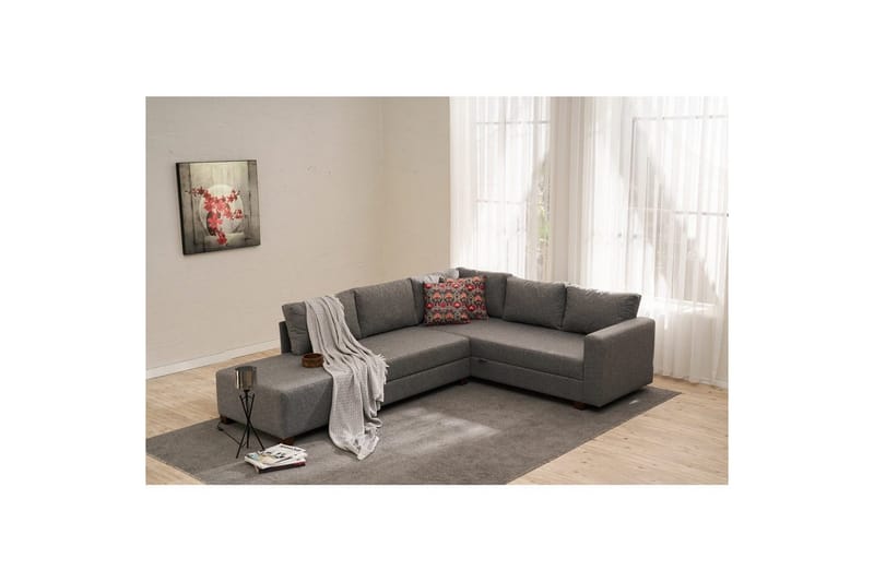 Hörnbäddsoffa Iroulport Höger Grå - Grå - Möbler - Soffa - Bäddsoffa