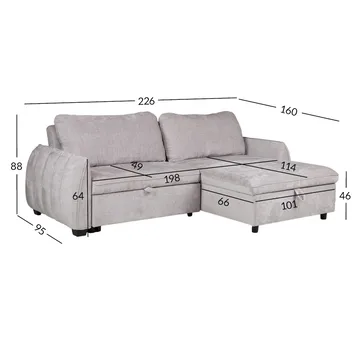Hörnbäddsoffa Klevor - Ljusgrå - Möbler - Soffa - Bäddsoffa