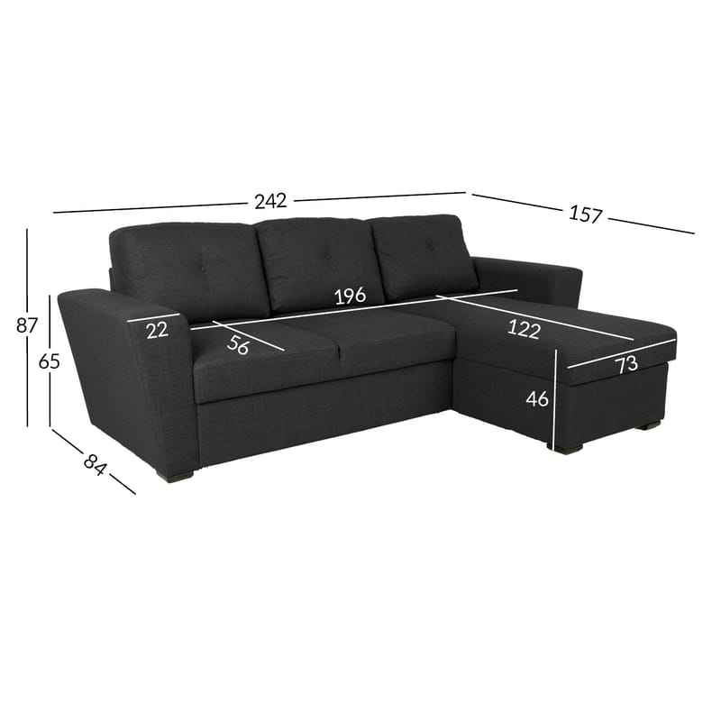 Hörnbäddsoffa Korsvik - Mörkgrå - Möbler - Soffa - Bäddsoffa