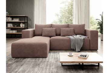 Listowel 3-sits Hörnbäddsoffa med Divan och Schäslong i Tyg med Träram - Brun - Möbler - Soffa - Bäddsoffa - Bäddsoffa divan