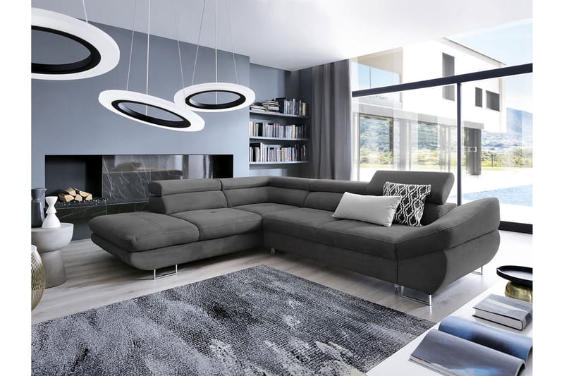 Hörnbäddsoffa - Mörkgrå - Möbler - Soffa - Bäddsoffa