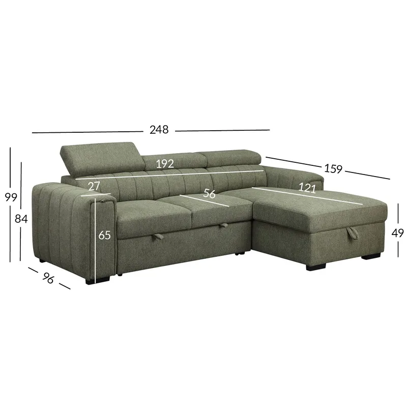 Hörnbäddsoffa Selmar Höger - Ljusgrön - Möbler - Soffa - Bäddsoffa