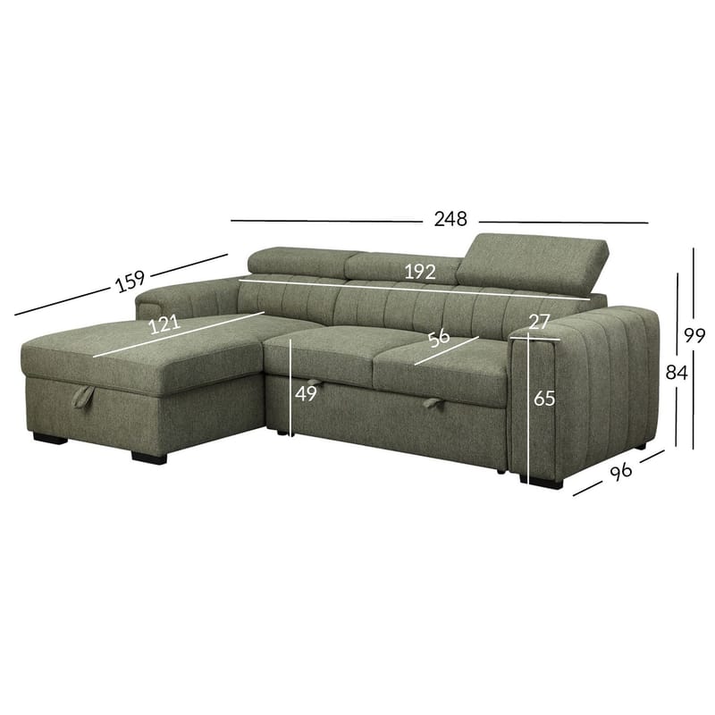 Hörnbäddsoffa Selmar Vänster - ljusgrön - Möbler - Soffa - Bäddsoffa