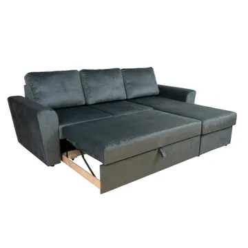 Hörnbäddsoffa Tjörnö - Grön sammet - Möbler - Soffa - Bäddsoffa