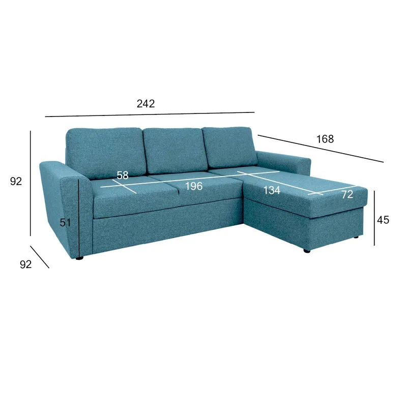Hörnbäddsoffa Tjörnö - Ljusblå - Möbler - Soffa - Bäddsoffa