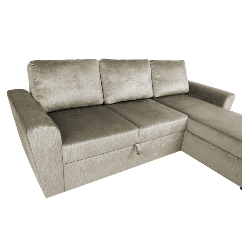 Hörnbäddsoffa Tjörnö sammet - beige sammet - Möbler - Soffa - Bäddsoffa