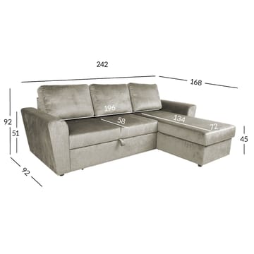 Hörnbäddsoffa Tjörnö sammet - beige sammet - Möbler - Soffa - Bäddsoffa