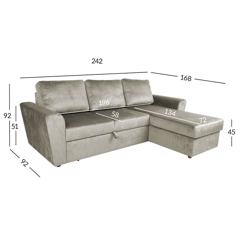 Hörnbäddsoffa Tjörnö sammet - beige sammet - Möbler - Soffa - Bäddsoffa