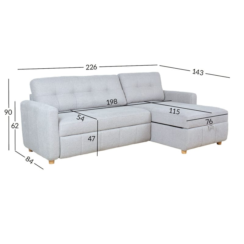 Hörnbäddsoffa Porsen - Grå - Möbler - Soffa - Bäddsoffa