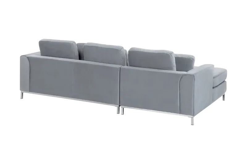 Hörnsoffa 4-sits H med sovfunktion sammet grå OSLO - Grå - Möbler - Soffa - Bäddsoffa