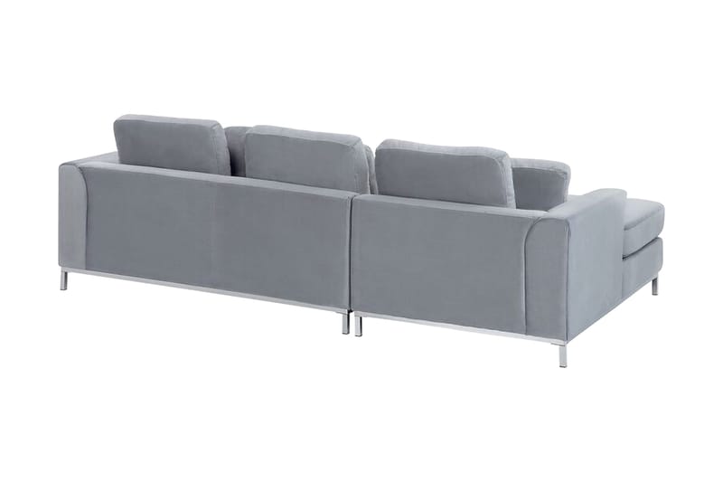 Hörnsoffa 4-sits H med sovfunktion sammet grå OSLO - Grå - Möbler - Soffa - Bäddsoffa