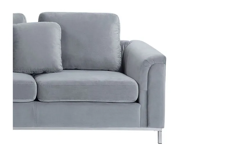 Hörnsoffa 4-sits H med sovfunktion sammet grå OSLO - Grå - Möbler - Soffa - Bäddsoffa