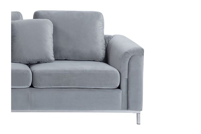 Hörnsoffa 4-sits H med sovfunktion sammet grå OSLO - Grå - Möbler - Soffa - Bäddsoffa