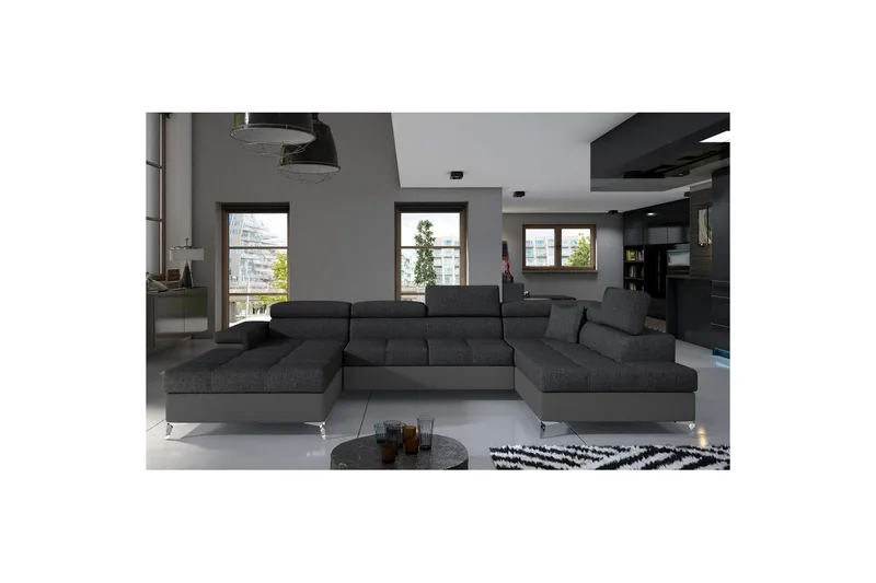 Hörnsoffa Eltap Eduardo 337x205x88 cm - Inari 96, Soft 29, Mörkgrå, Grå, Höger - Möbler - Soffa - Bäddsoffa