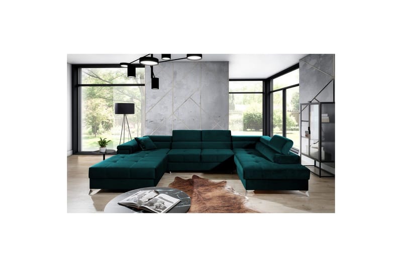 Hörnsoffa Eltap Eduardo 337x205x88 cm - Kronos 04, Grön, Höger - Möbler - Soffa - Bäddsoffa